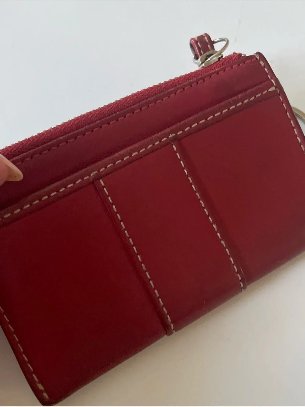 Coach Red Leather Card & Key Wristlet